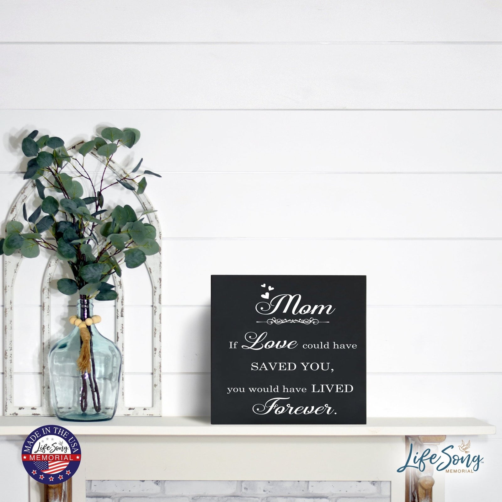 Memorial Wooden Shadow Box Cremation Urn for Human Ashes - Mom If Love Could - LifeSong Milestones
