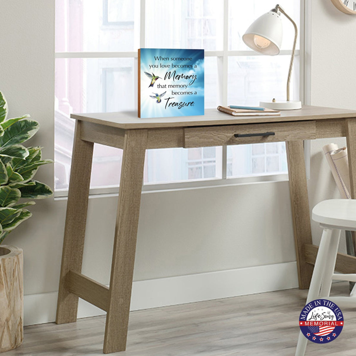 Memorial Wooden Shelf Décor and Tabletop Signs for Loss of Loved One - LifeSong Milestones