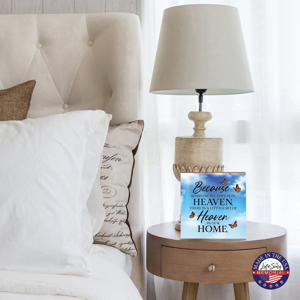 Memorial Wooden Shelf Décor and Tabletop Signs for Loss of Loved One - LifeSong Milestones