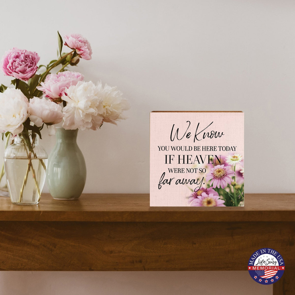 Memorial Wooden Shelf Décor and Tabletop Signs for Loss of Loved One - LifeSong Milestones
