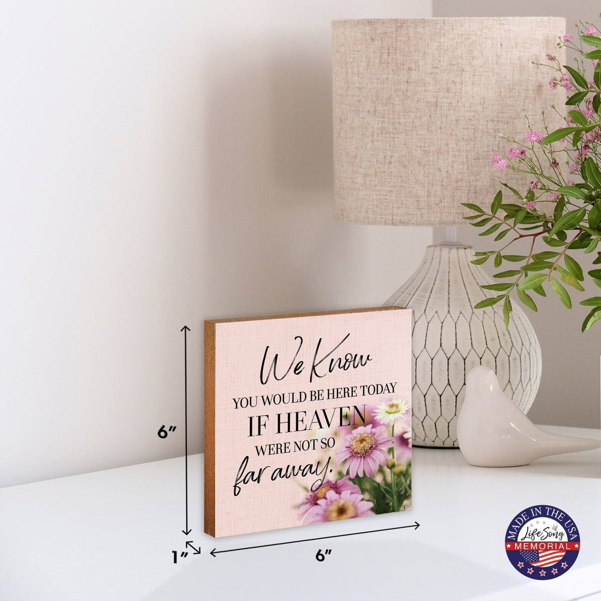 Memorial Wooden Shelf Décor and Tabletop Signs for Loss of Loved One - LifeSong Milestones