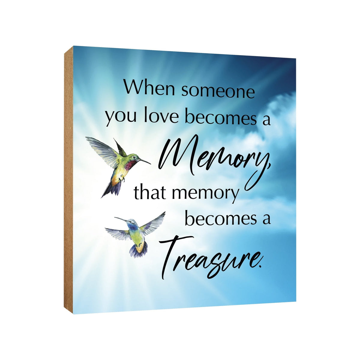 Memorial Wooden Shelf Décor and Tabletop Signs for Loss of Loved One - LifeSong Milestones