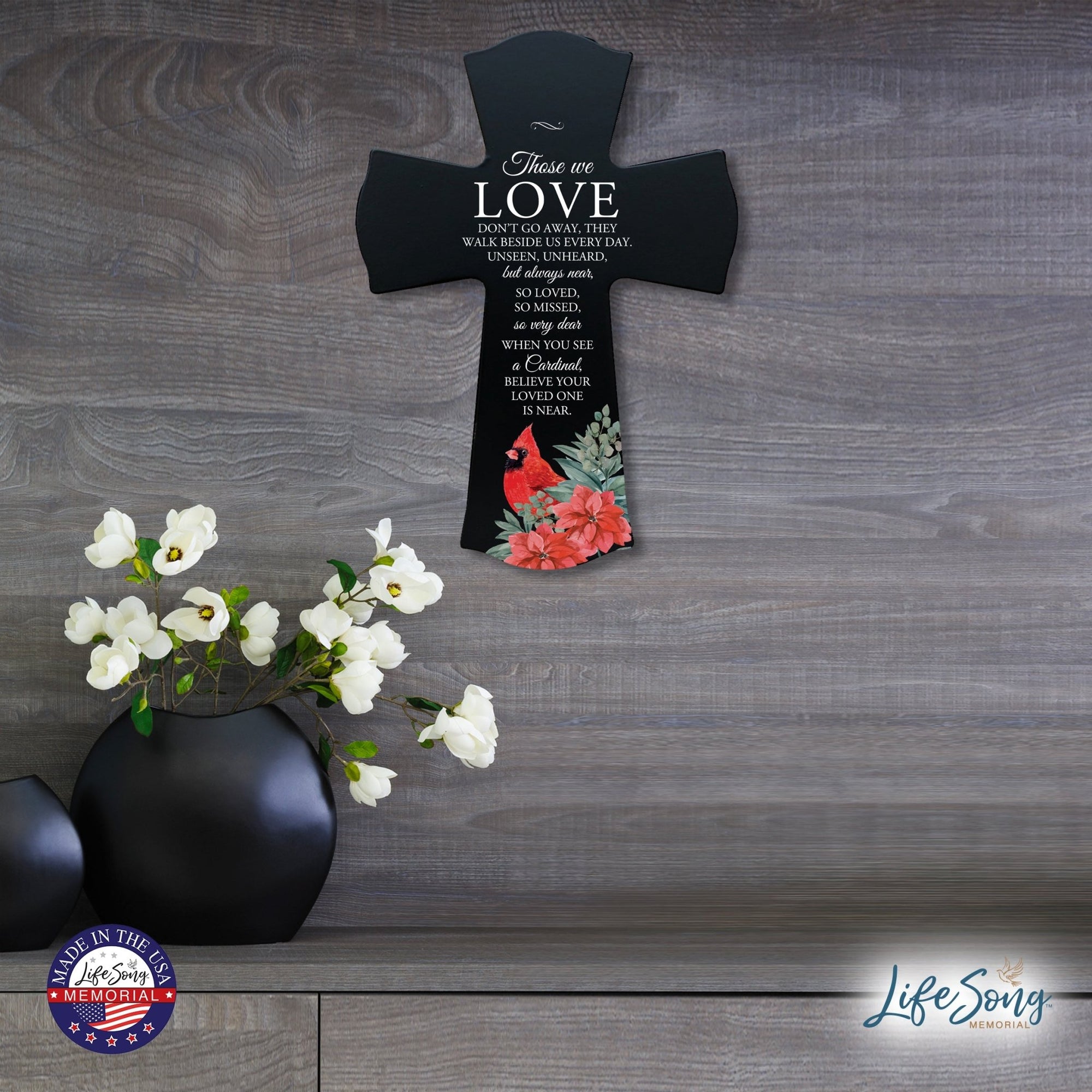 Memorial Wooden Wall Cross 8x11 Cardinal Bereavement Gift for Loss on Loved One – Believe Your Loved One Is Near - LifeSong Milestones