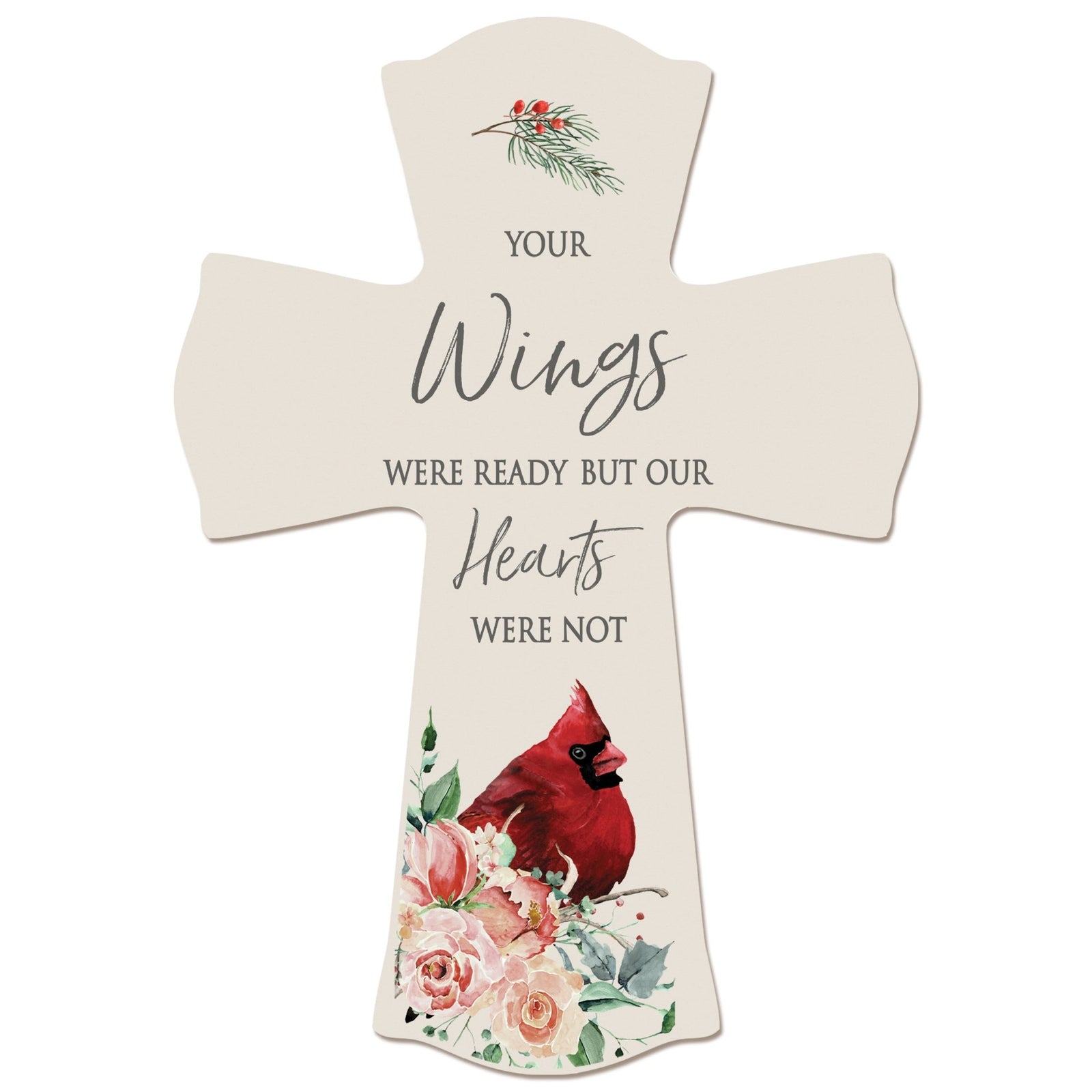 Memorial Wooden Wall Cross 8x11 Cardinal Bereavement Gift for Loss on Loved One – But Our Hearts Were Not - LifeSong Milestones