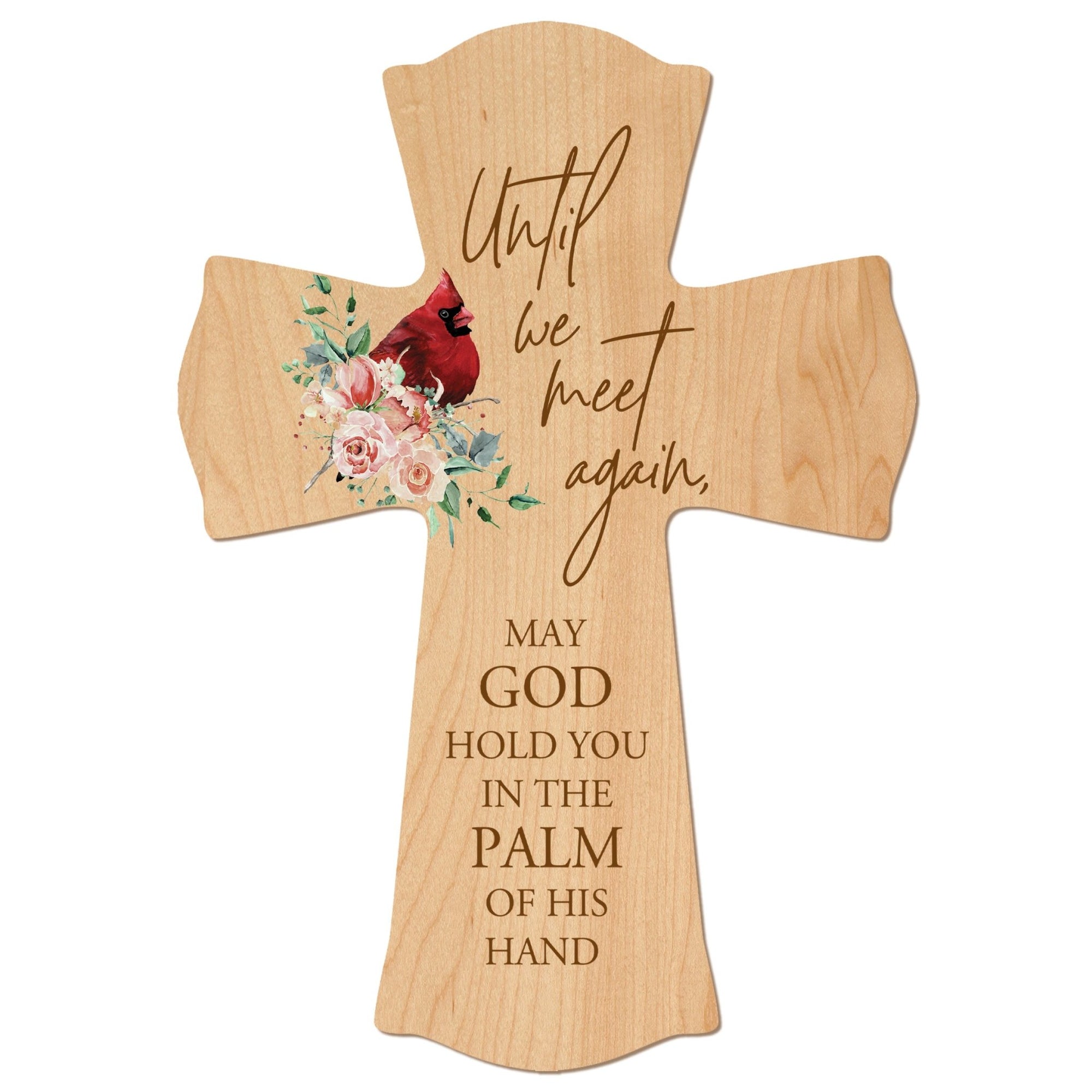 Memorial Wooden Wall Cross 8x11 Cardinal Bereavement Gift for Loss on Loved One – God Hold You In The Palm - LifeSong Milestones
