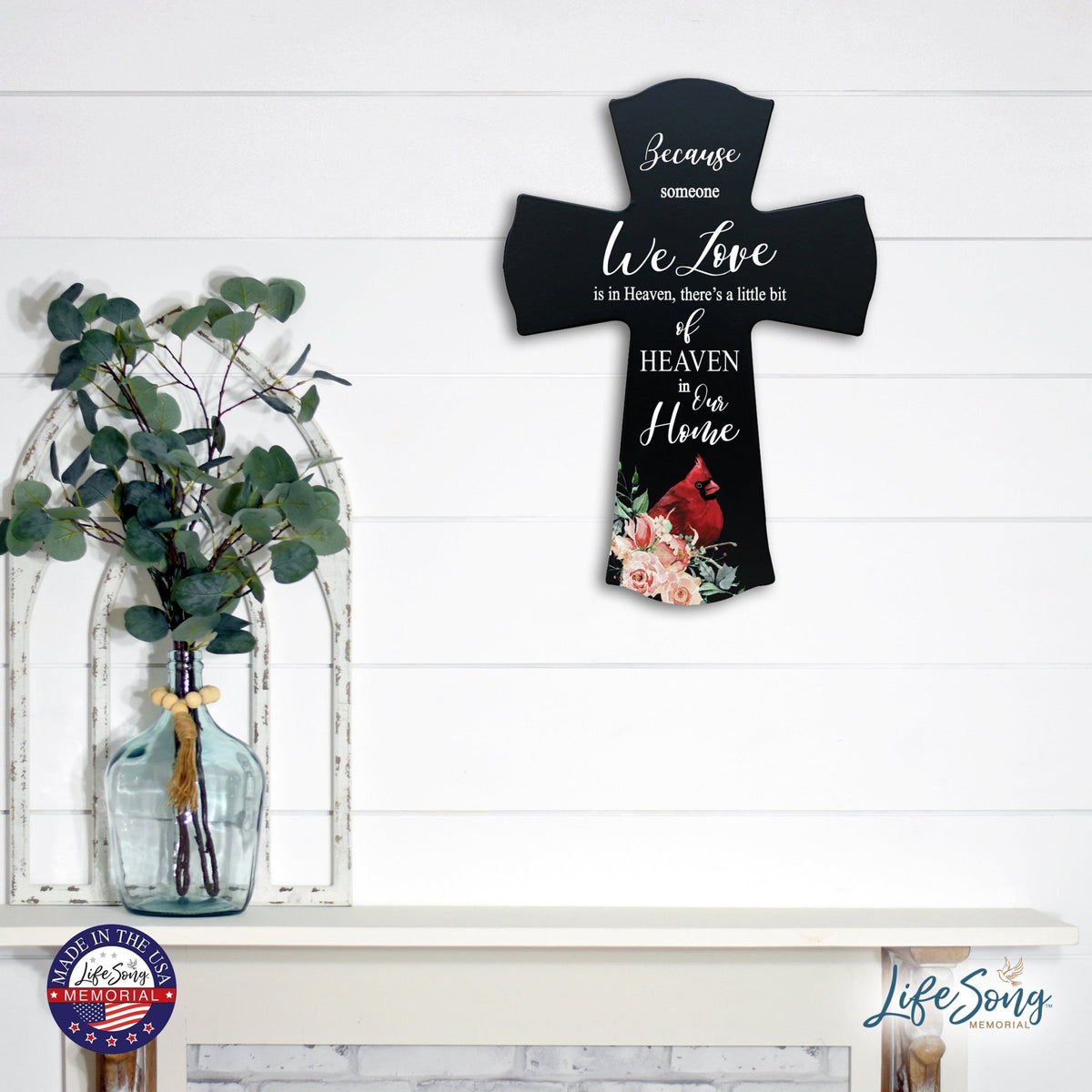 Memorial Wooden Wall Cross 8x11 Cardinal Bereavement Gift for Loss on Loved One – Little Bit Of Heaven - LifeSong Milestones