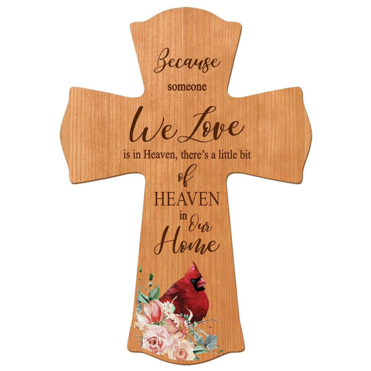 Memorial Wooden Wall Cross 8x11 Cardinal Bereavement Gift for Loss on Loved One – Little Bit Of Heaven - LifeSong Milestones