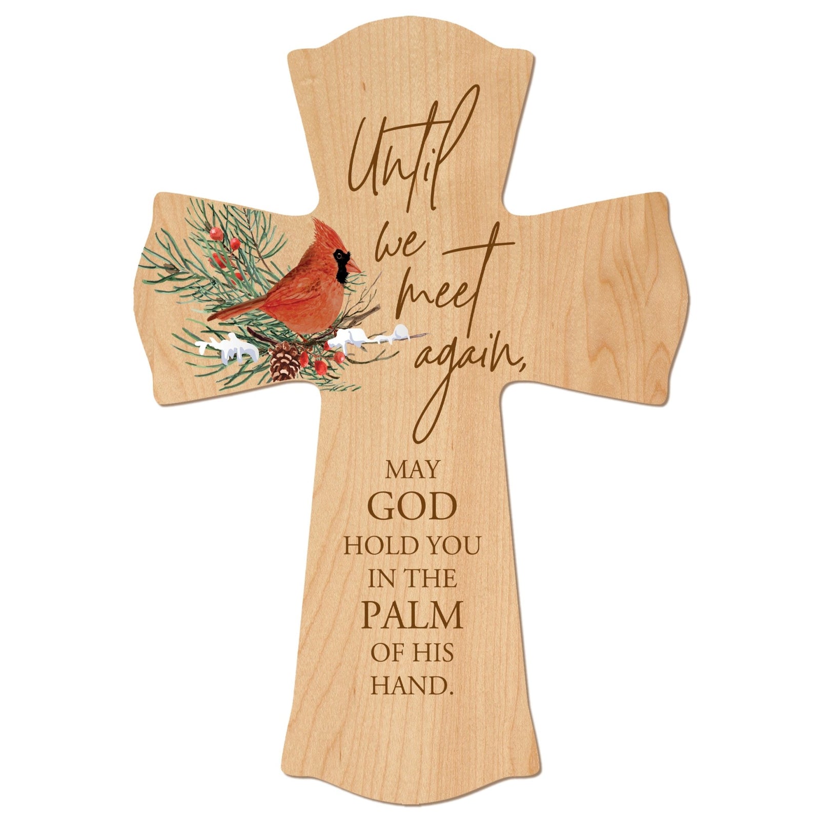 Memorial Wooden Wall Cross 8x11 Cardinal Bereavement Gift for Loss on Loved One – Until We Meet Again - LifeSong Milestones