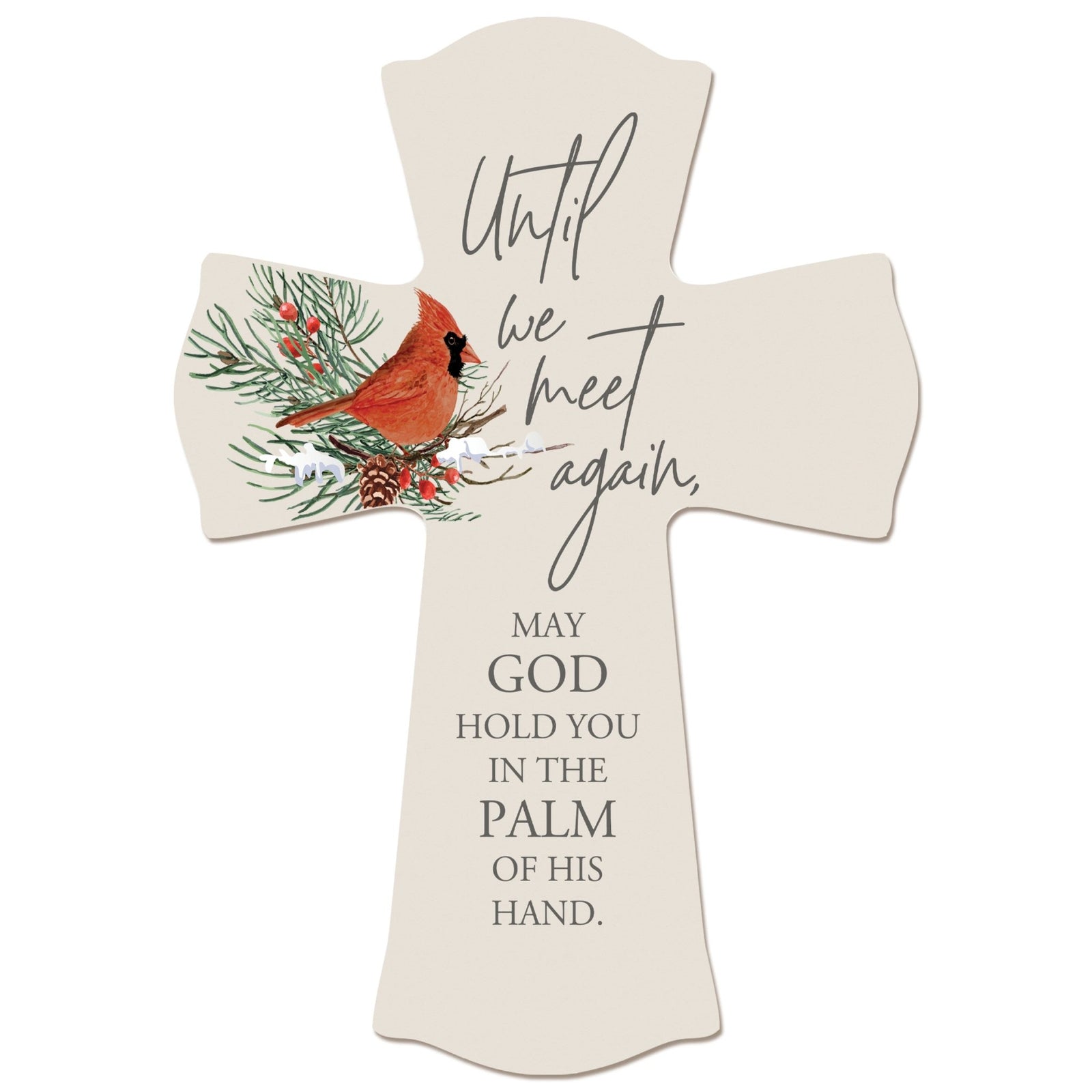 Memorial Wooden Wall Cross 8x11 Cardinal Bereavement Gift for Loss on Loved One – Until We Meet Again - LifeSong Milestones