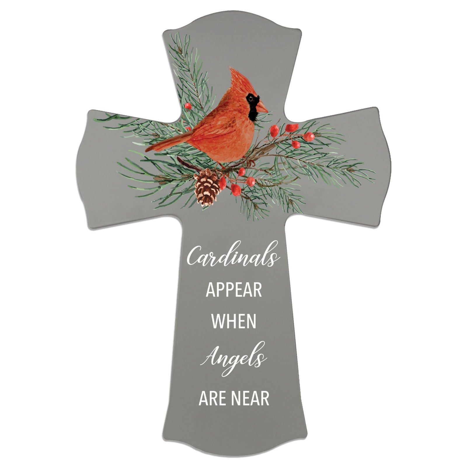 Memorial Wooden Wall Cross 8x11 Cardinal Bereavement Gift for Loss on Loved One – When Angels Are Near - LifeSong Milestones