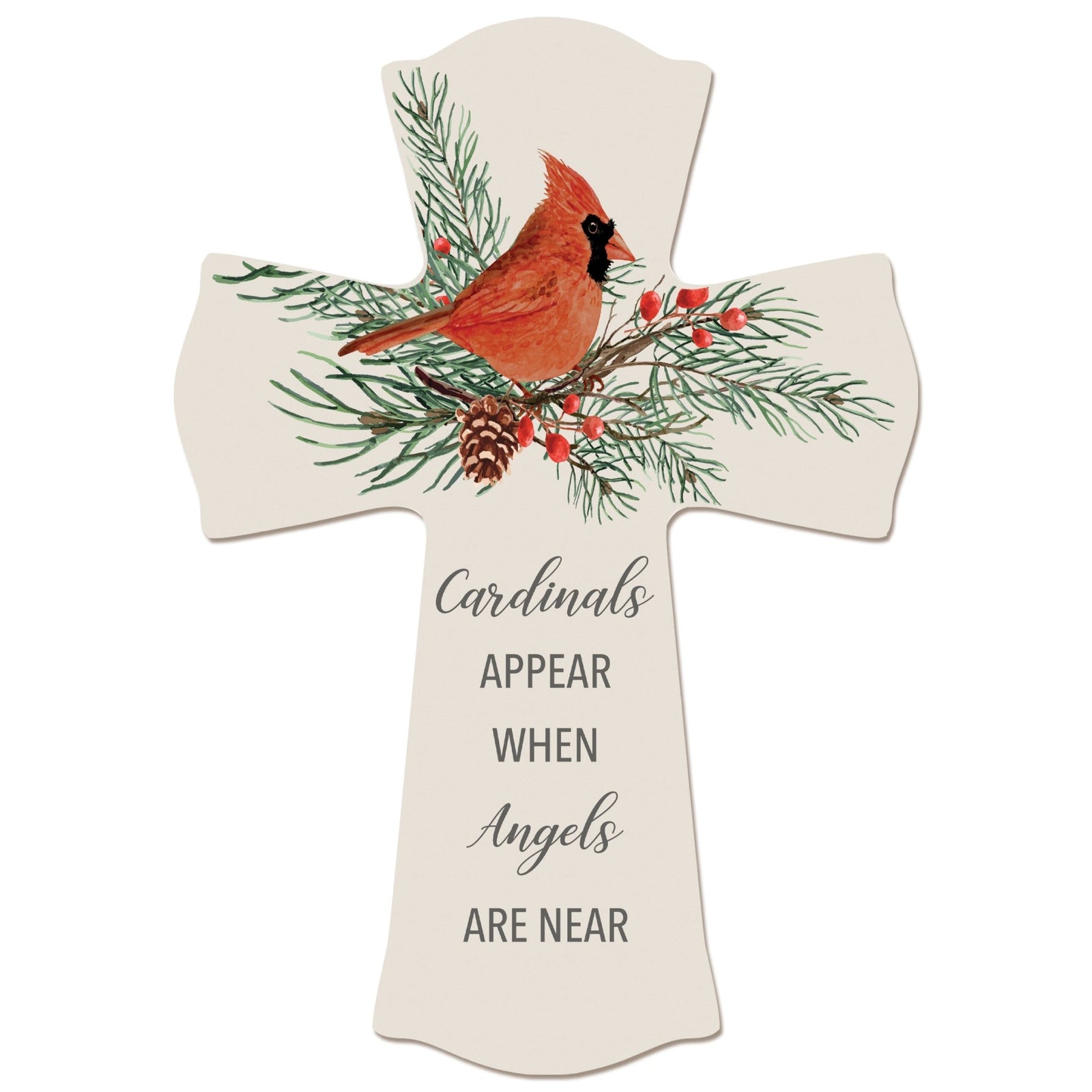 Memorial Wooden Wall Cross 8x11 Cardinal Bereavement Gift for Loss on Loved One – When Angels Are Near - LifeSong Milestones