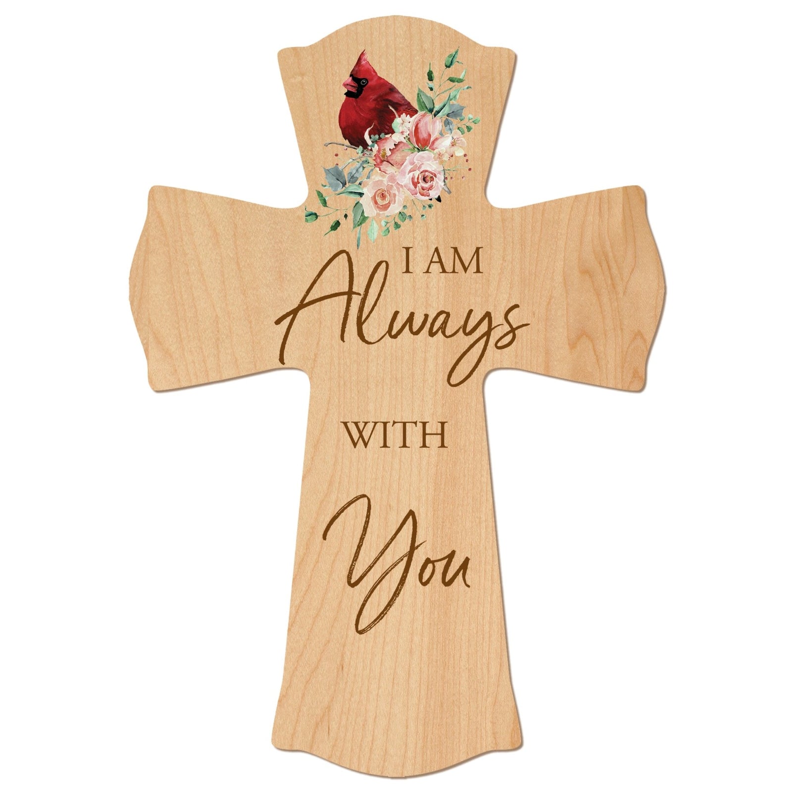 Memorial Wooden Wall Cross 8x11 Cardinal Bereavement Gift for Loss on Loved One – With You - LifeSong Milestones