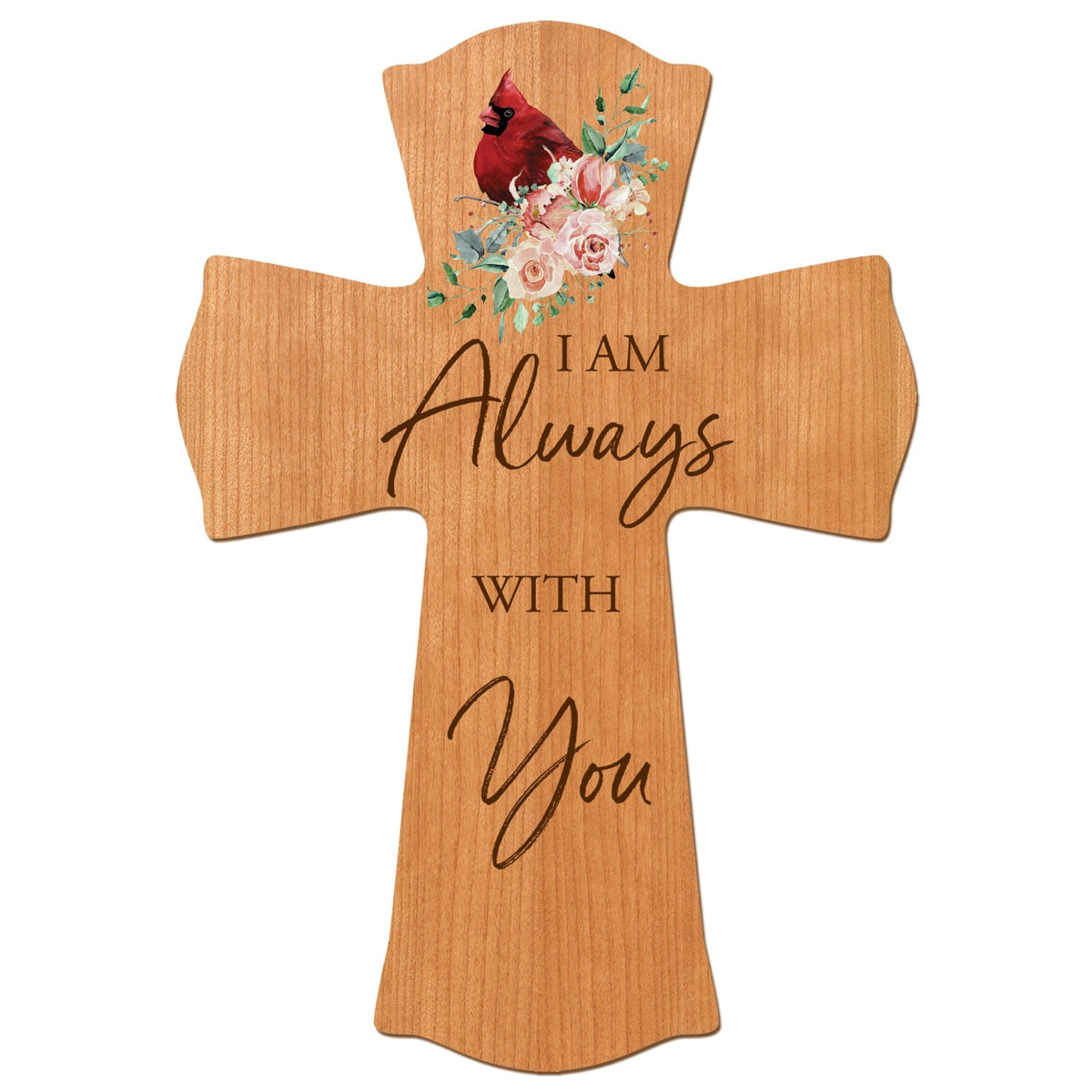 Memorial Wooden Wall Cross 8x11 Cardinal Bereavement Gift for Loss on Loved One – With You - LifeSong Milestones
