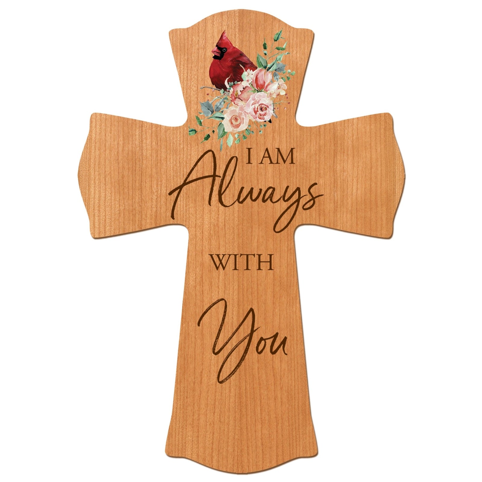 Memorial Wooden Wall Cross 8x11 Cardinal Bereavement Gift for Loss on Loved One – With You - LifeSong Milestones