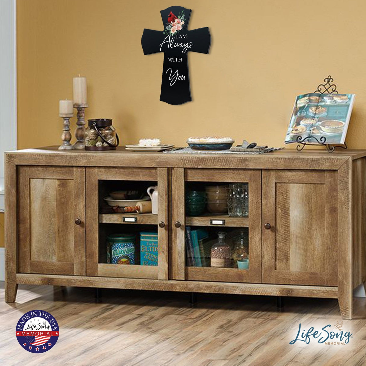 Memorial Wooden Wall Cross 8x11 Cardinal Bereavement Gift for Loss on Loved One – With You - LifeSong Milestones