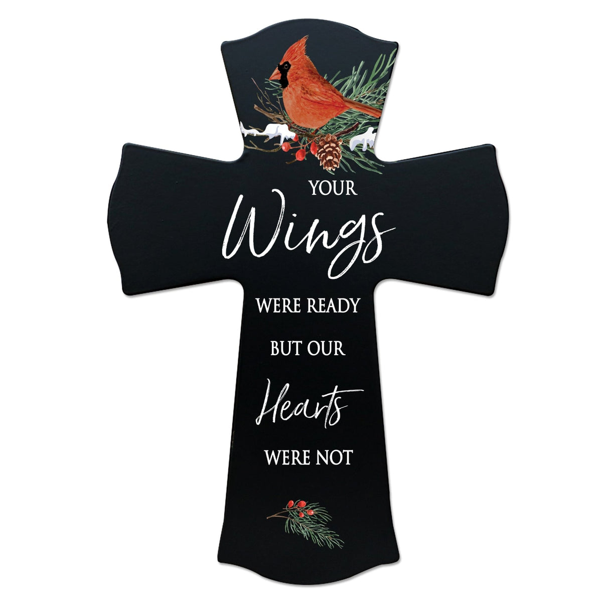Memorial Wooden Wall Cross 8x11 Cardinal Bereavement Gift for Loss on Loved One – Your Wings Were Ready - LifeSong Milestones