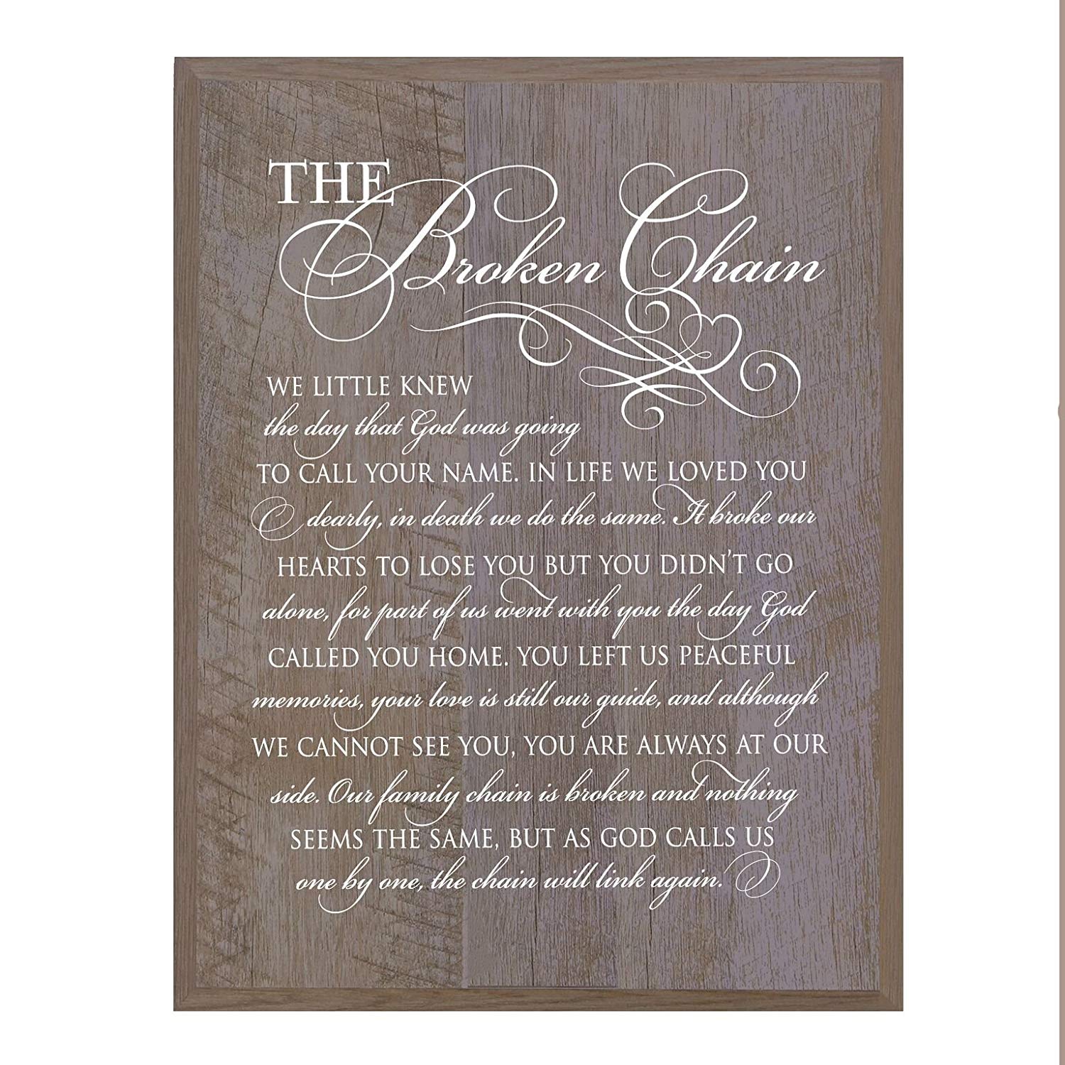 Memorial Wooden Wall Plaque - The Broken Chain - LifeSong Milestones