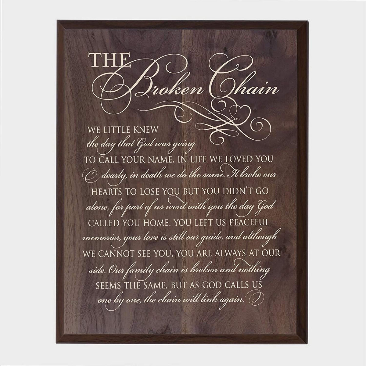 Memorial Wooden Wall Plaque - The Broken Chain - LifeSong Milestones