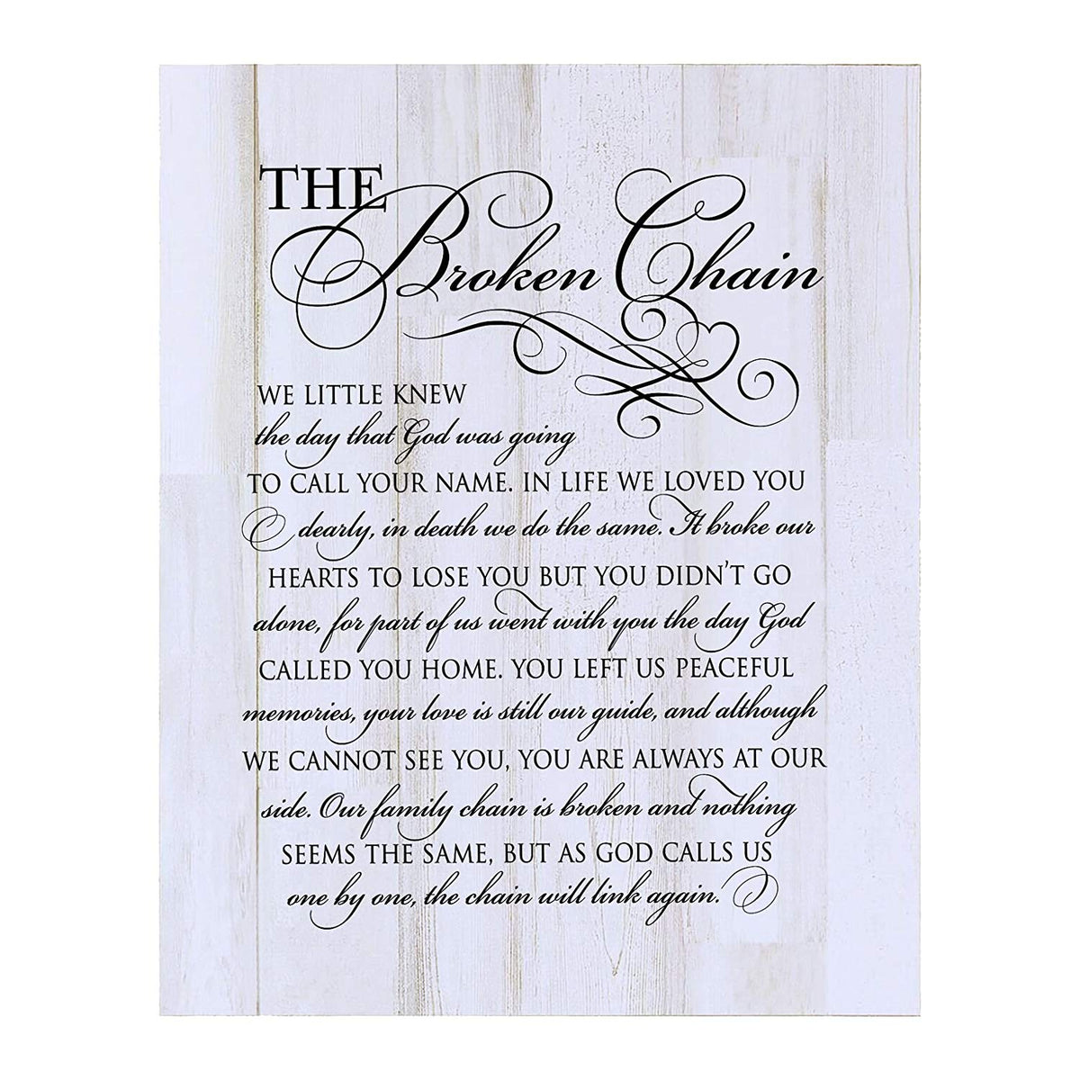 Memorial Wooden Wall Plaque - The Broken Chain - LifeSong Milestones