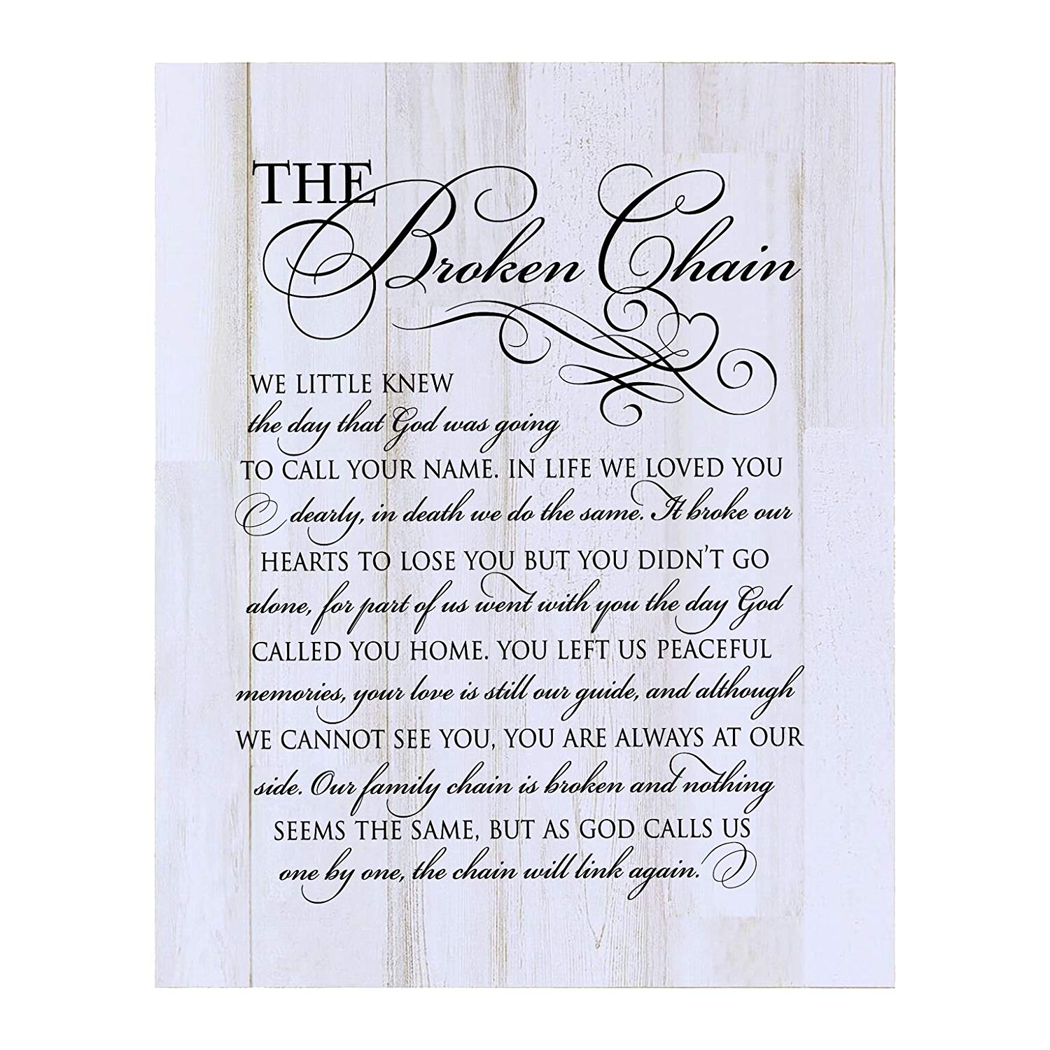 Memorial Wooden Wall Plaque - The Broken Chain - LifeSong Milestones