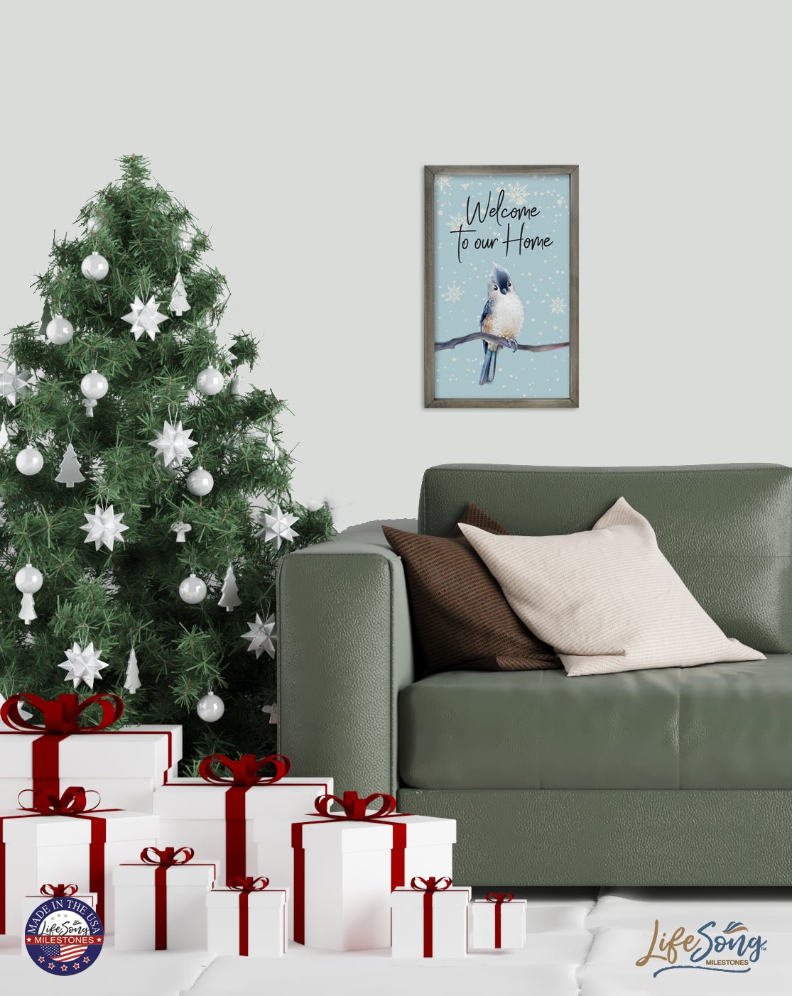Merry Christmas Framed Shadow Box - Bird Welcome - LifeSong Milestones