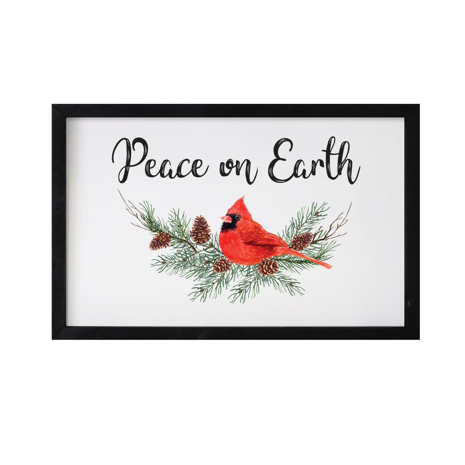 Merry Christmas Framed Shadow Box - Cardinal Peace On Earth - LifeSong Milestones