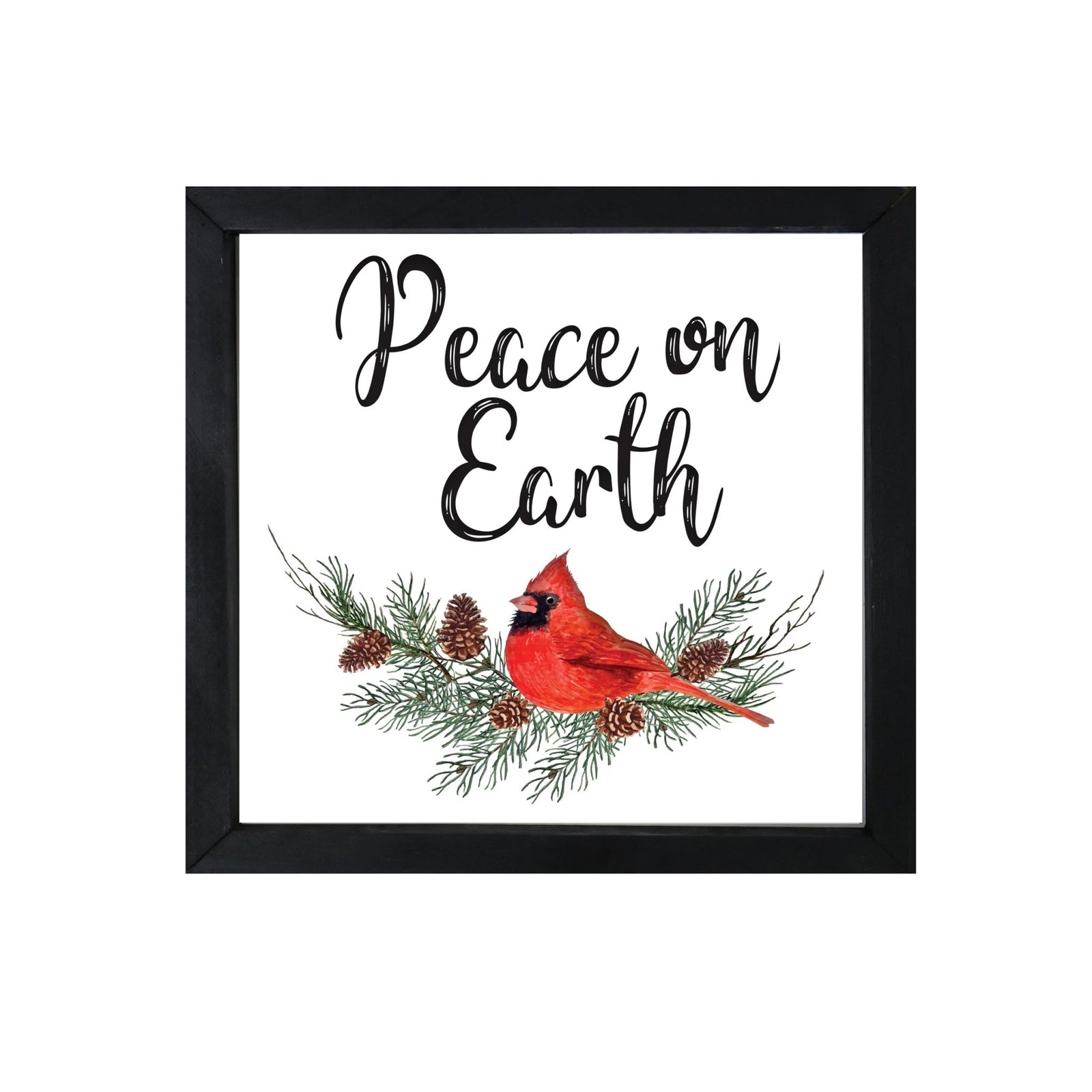 Merry Christmas Framed Shadow Box - Cardinal Peace On Earth - LifeSong Milestones