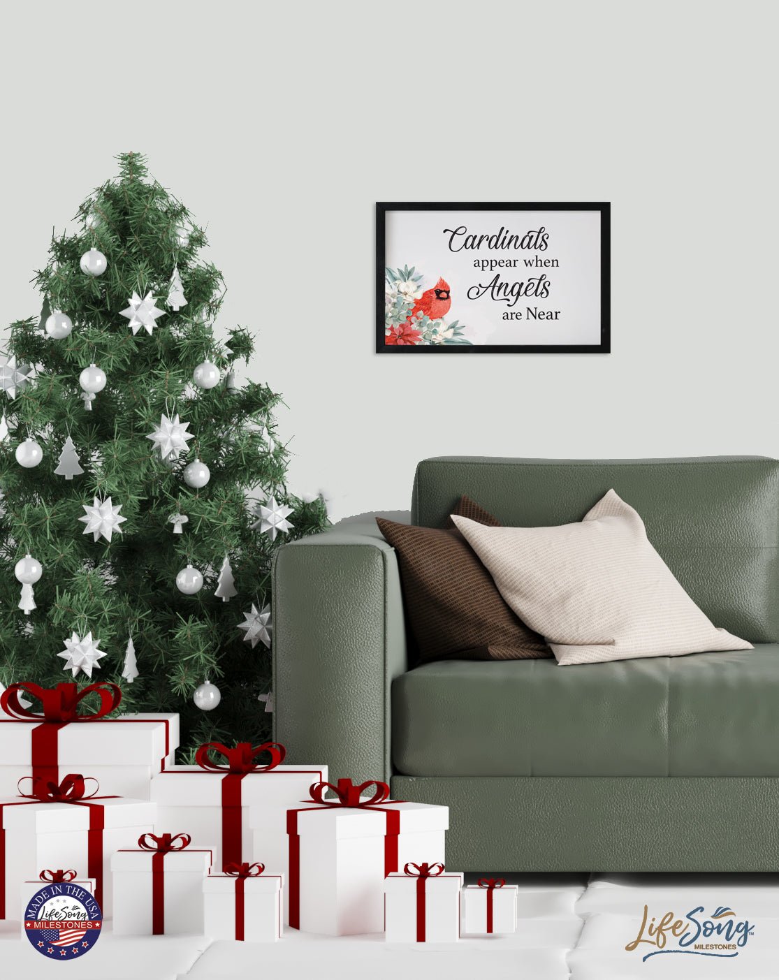 Merry Christmas Framed Shadow Box - Cardinals Appear - LifeSong Milestones