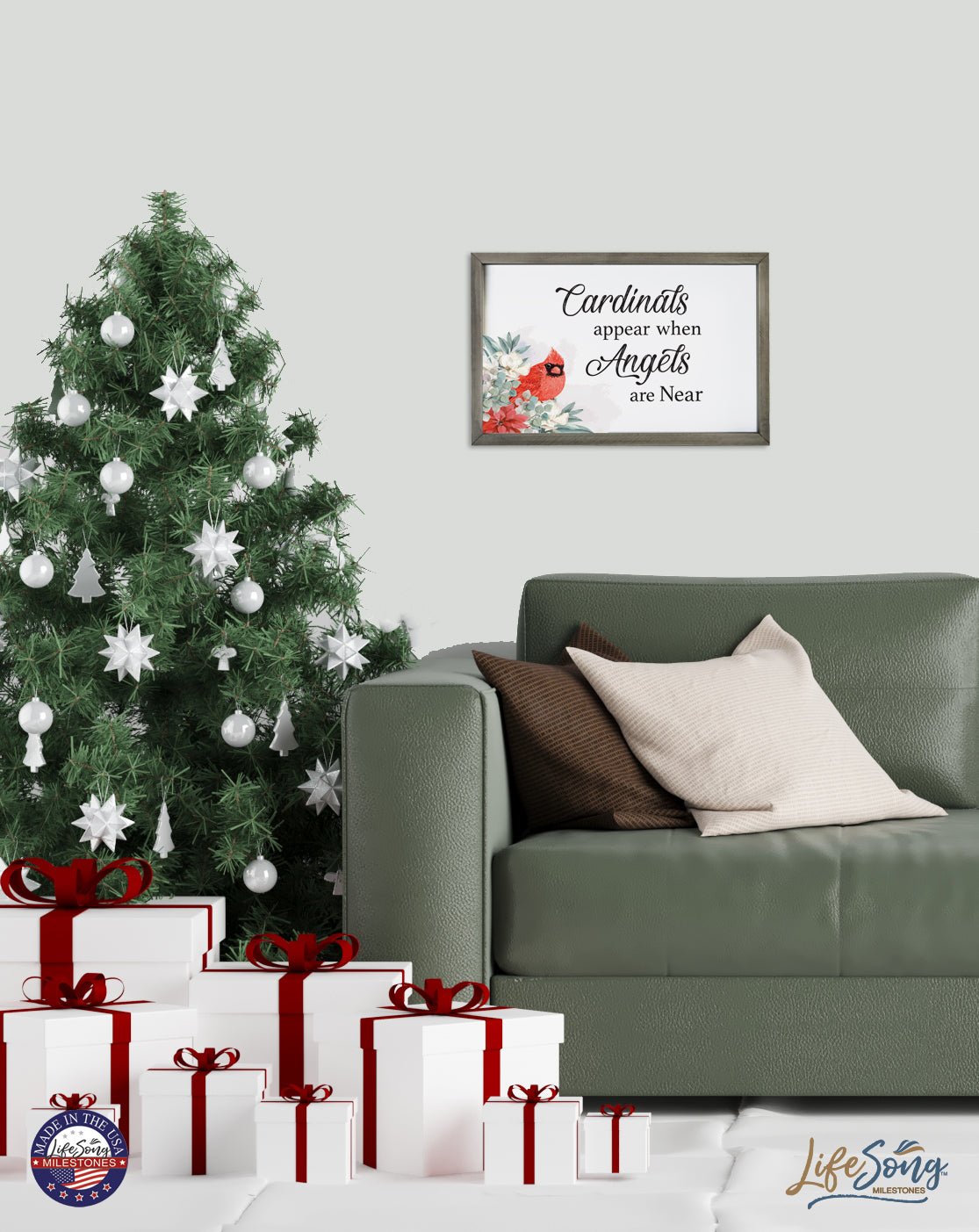 Merry Christmas Framed Shadow Box - Cardinals Appear - LifeSong Milestones