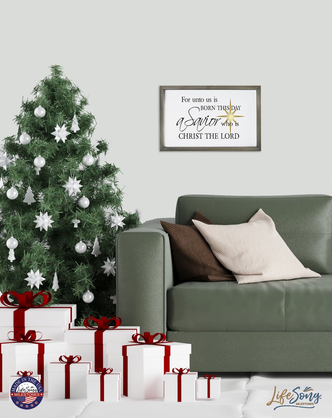 Merry Christmas Framed Shadow Box - For Unto Us - LifeSong Milestones