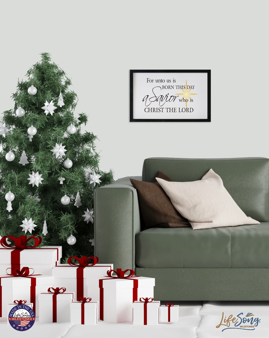 Merry Christmas Framed Shadow Box - For Unto Us - LifeSong Milestones
