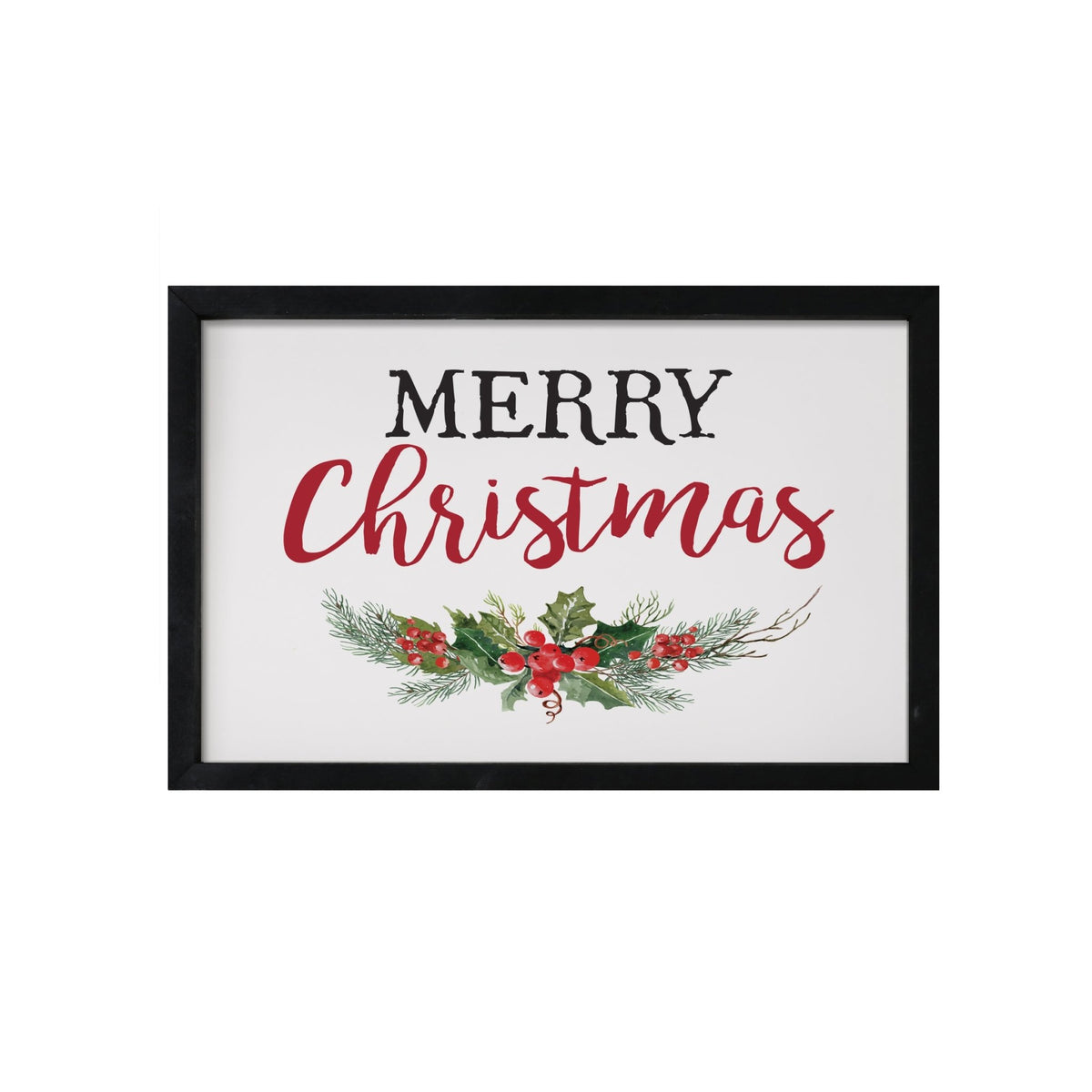 Merry Christmas Framed Shadow Box - Holly Merry Christmas - LifeSong Milestones