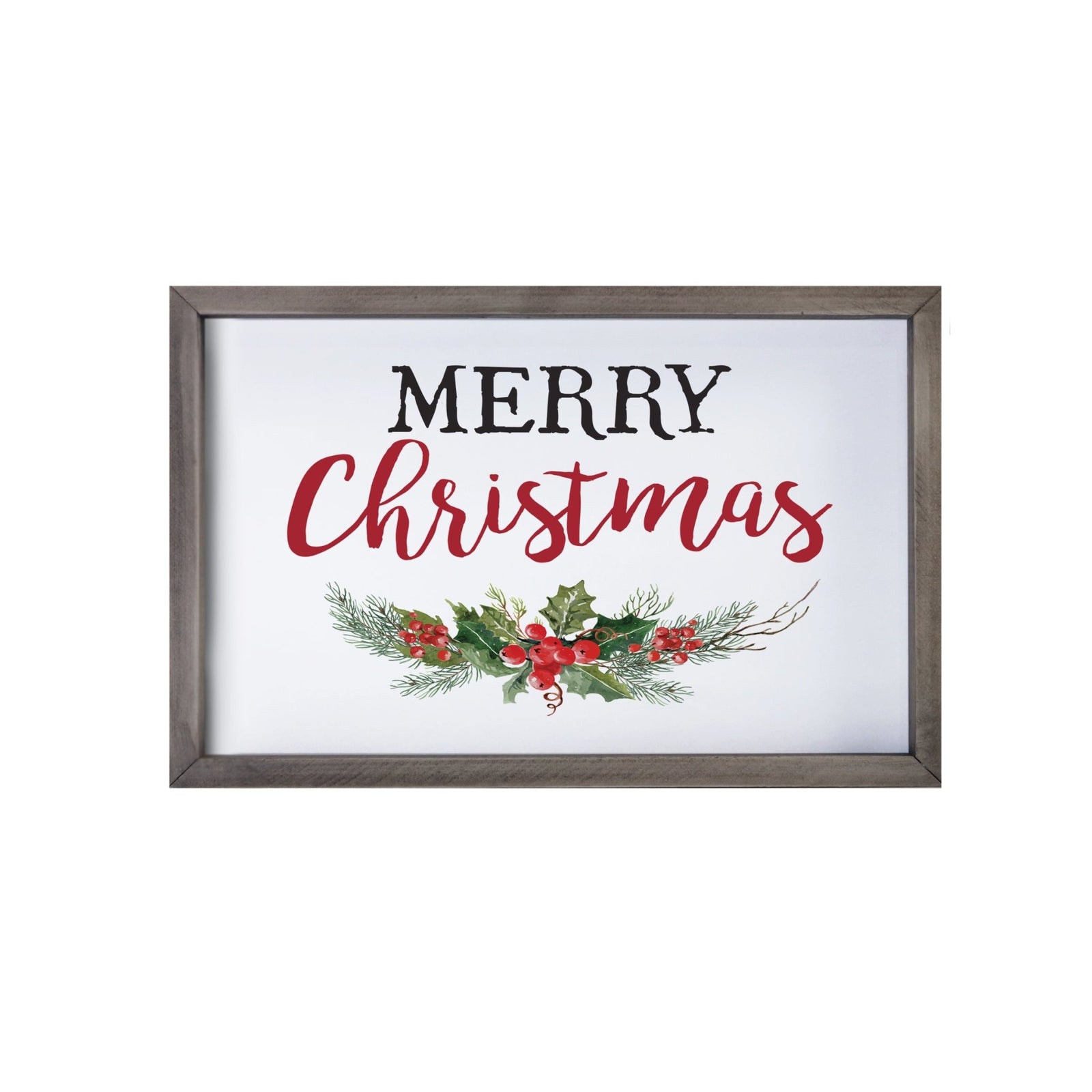 Merry Christmas Framed Shadow Box - Holly Merry Christmas - LifeSong Milestones