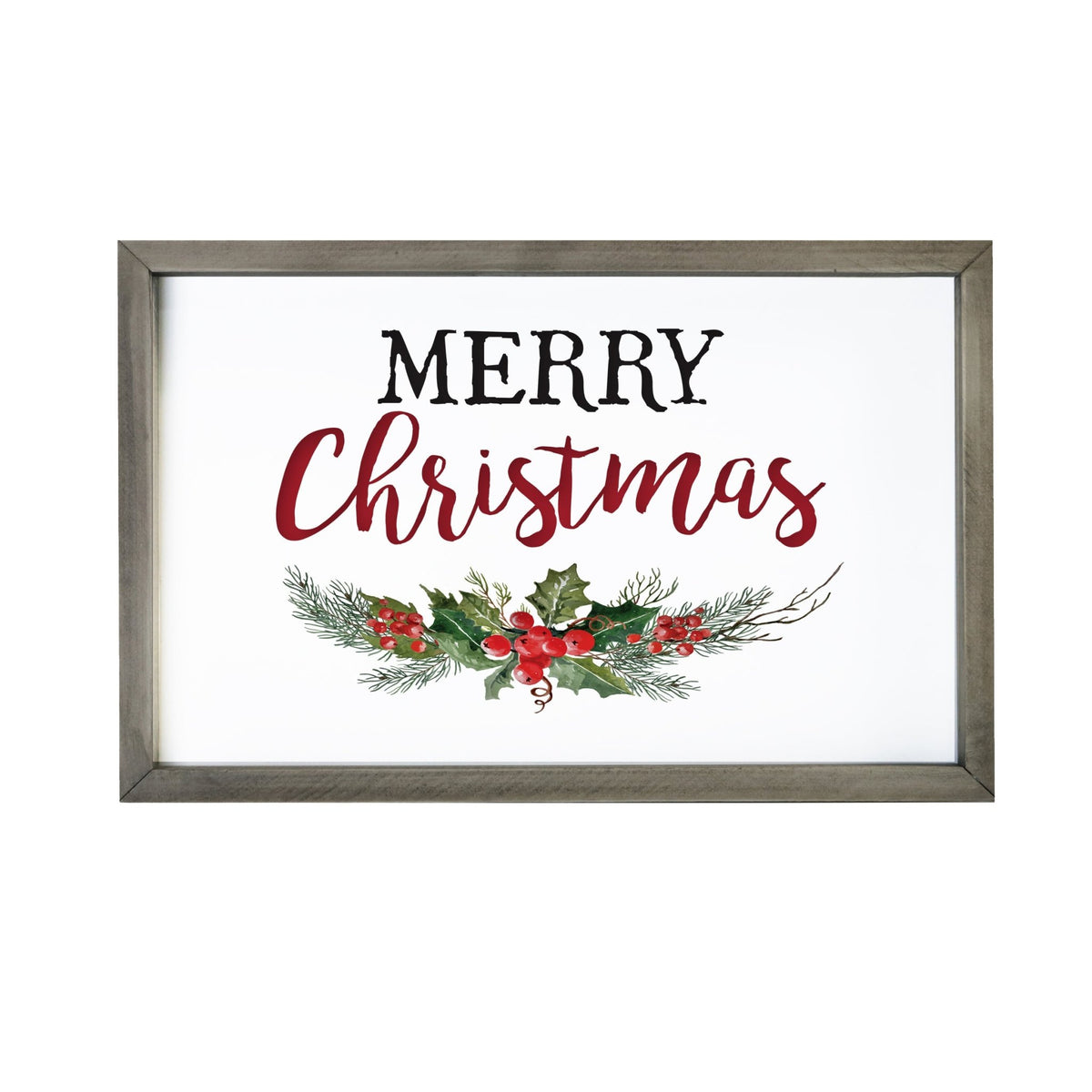 Merry Christmas Framed Shadow Box - Holly Merry Christmas - LifeSong Milestones