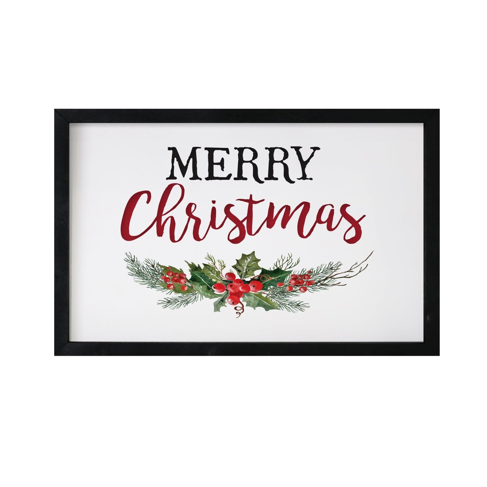 Merry Christmas Framed Shadow Box - Holly Merry Christmas - LifeSong Milestones