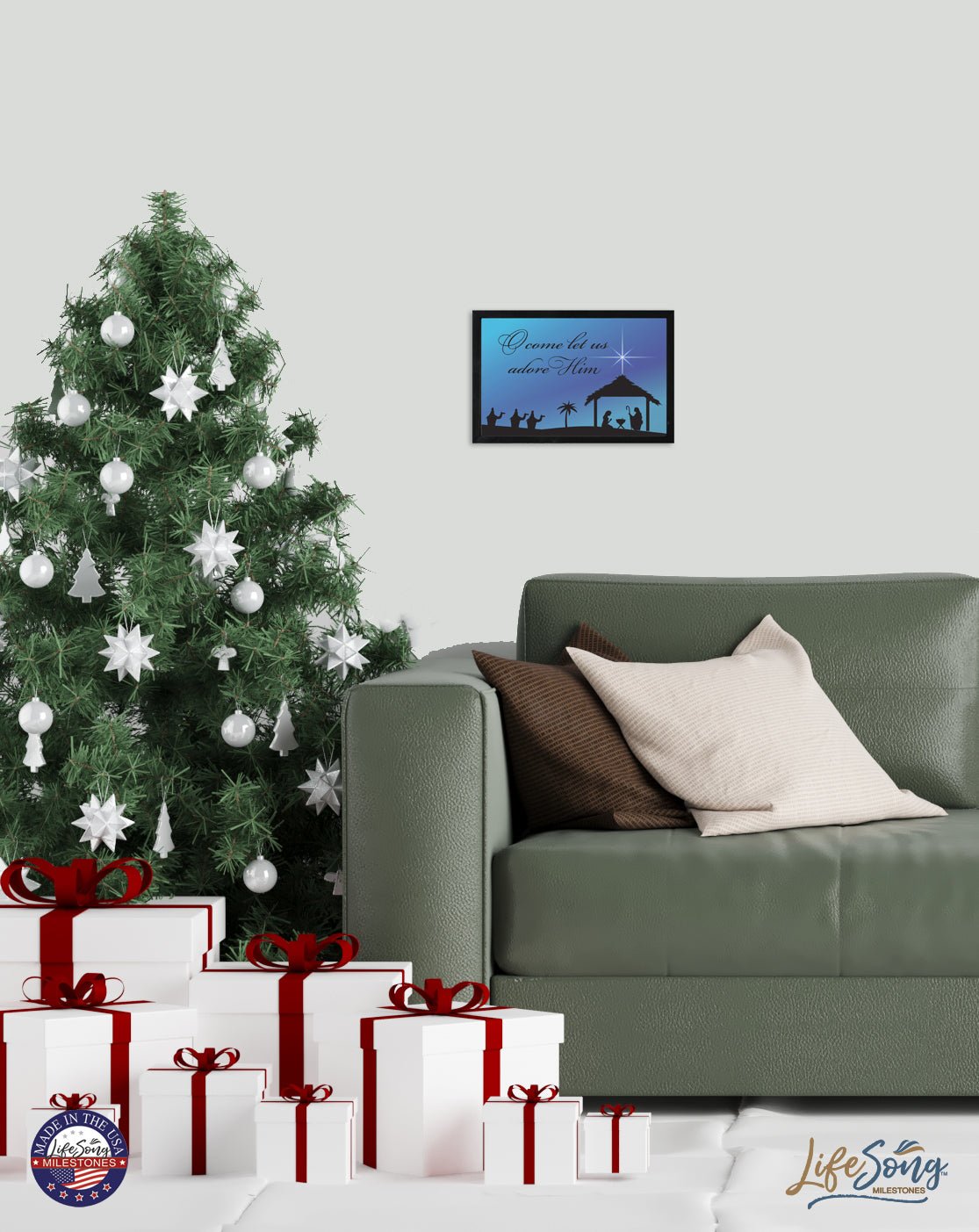 Merry Christmas Framed Shadow Box - O Come Let Us - LifeSong Milestones