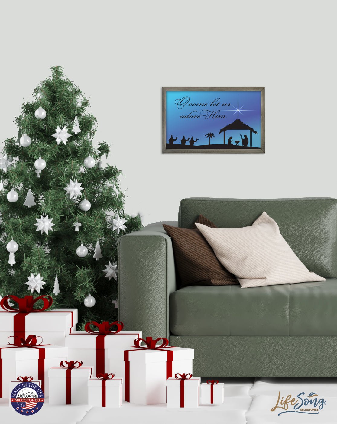 Merry Christmas Framed Shadow Box - O Come Let Us - LifeSong Milestones