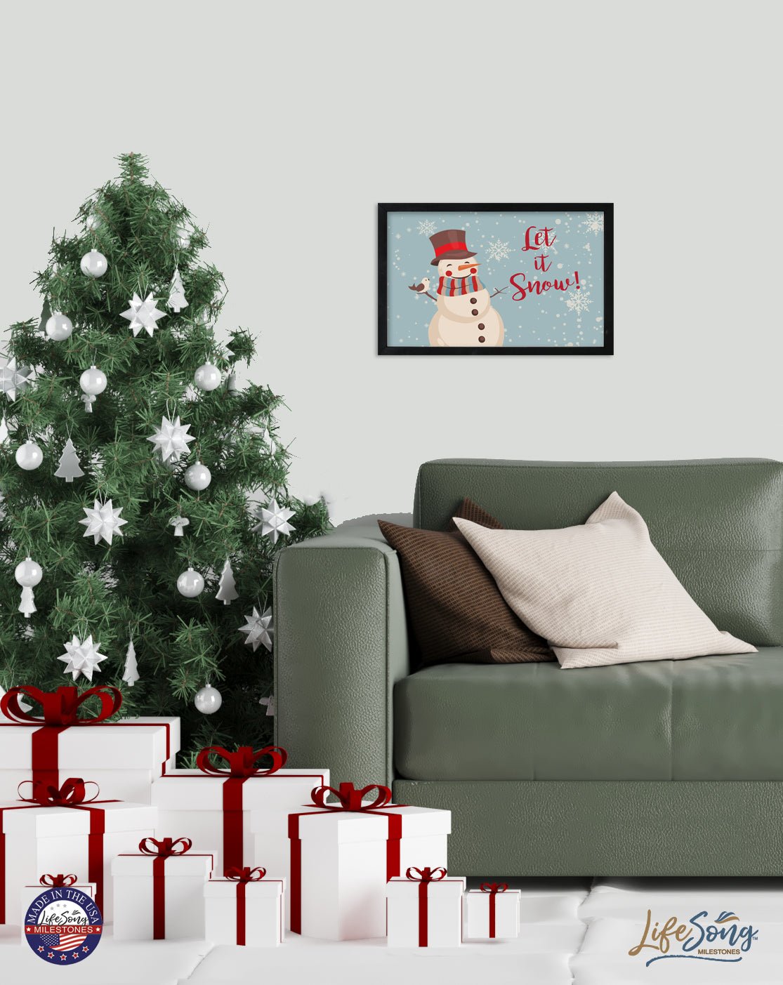 Merry Christmas Framed Shadow Box - Snowman Let It Snow - LifeSong Milestones