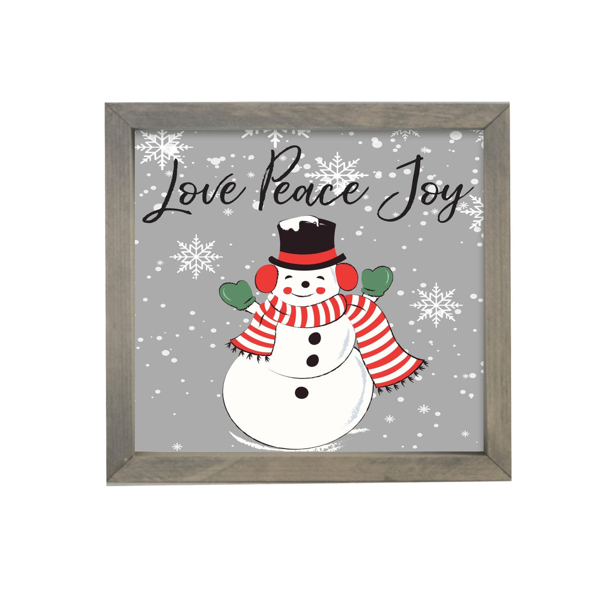 Merry Christmas Framed Shadow Box - Snowman Love Peace Joy - LifeSong Milestones