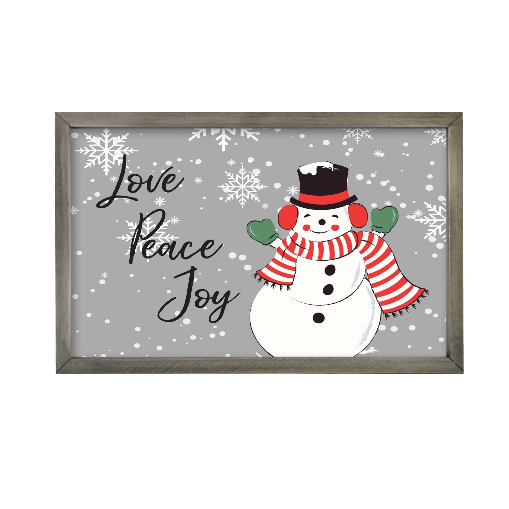 Merry Christmas Framed Shadow Box - Snowman Love Peace Joy - LifeSong Milestones