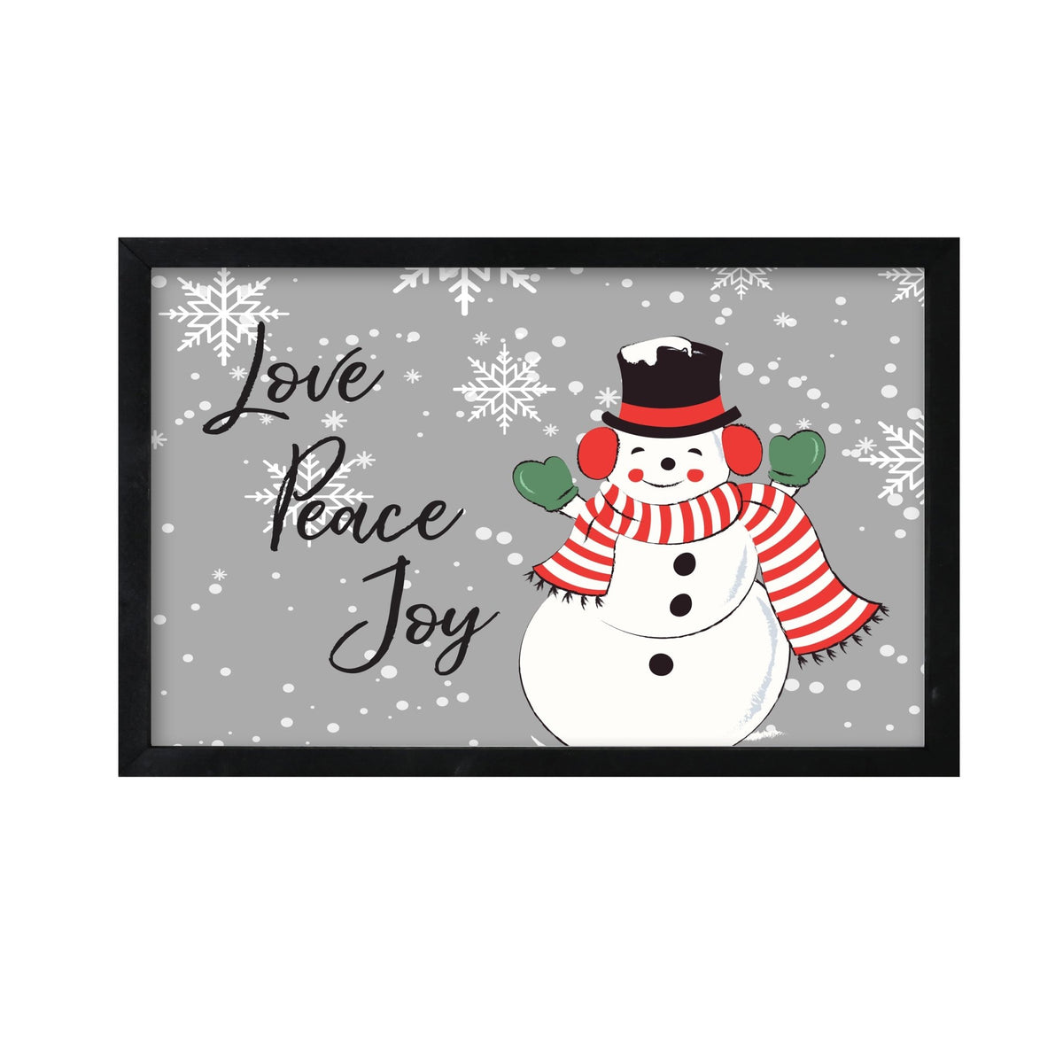 Merry Christmas Framed Shadow Box - Snowman Love Peace Joy - LifeSong Milestones