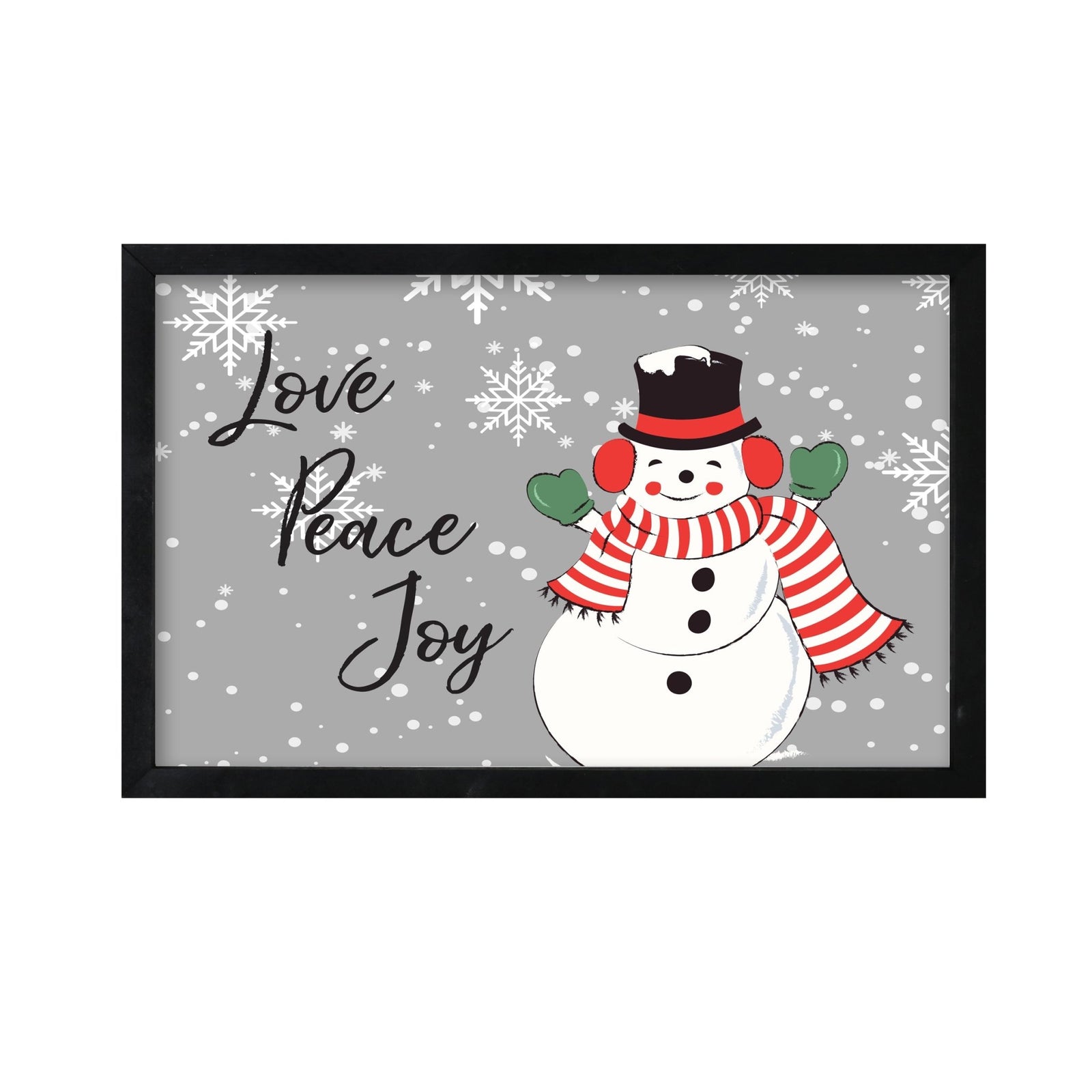 Merry Christmas Framed Shadow Box - Snowman Love Peace Joy - LifeSong Milestones