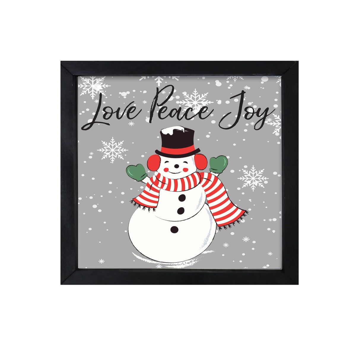 Merry Christmas Framed Shadow Box - Snowman Love Peace Joy - LifeSong Milestones