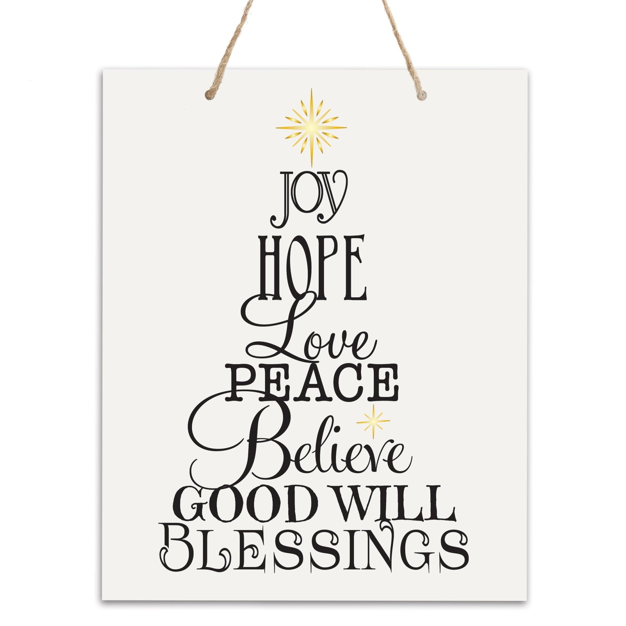Merry Christmas Wall Hanging Sign - Joy Hope Love - LifeSong Milestones
