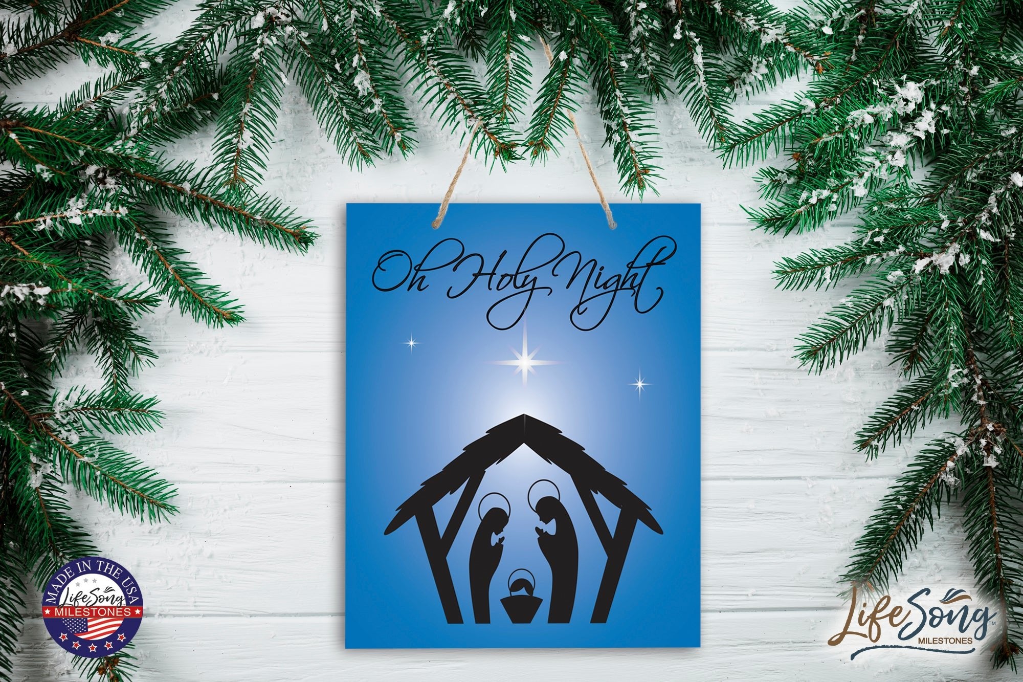 Merry Christmas Wall Hanging Sign - Oh Holy Night - LifeSong Milestones