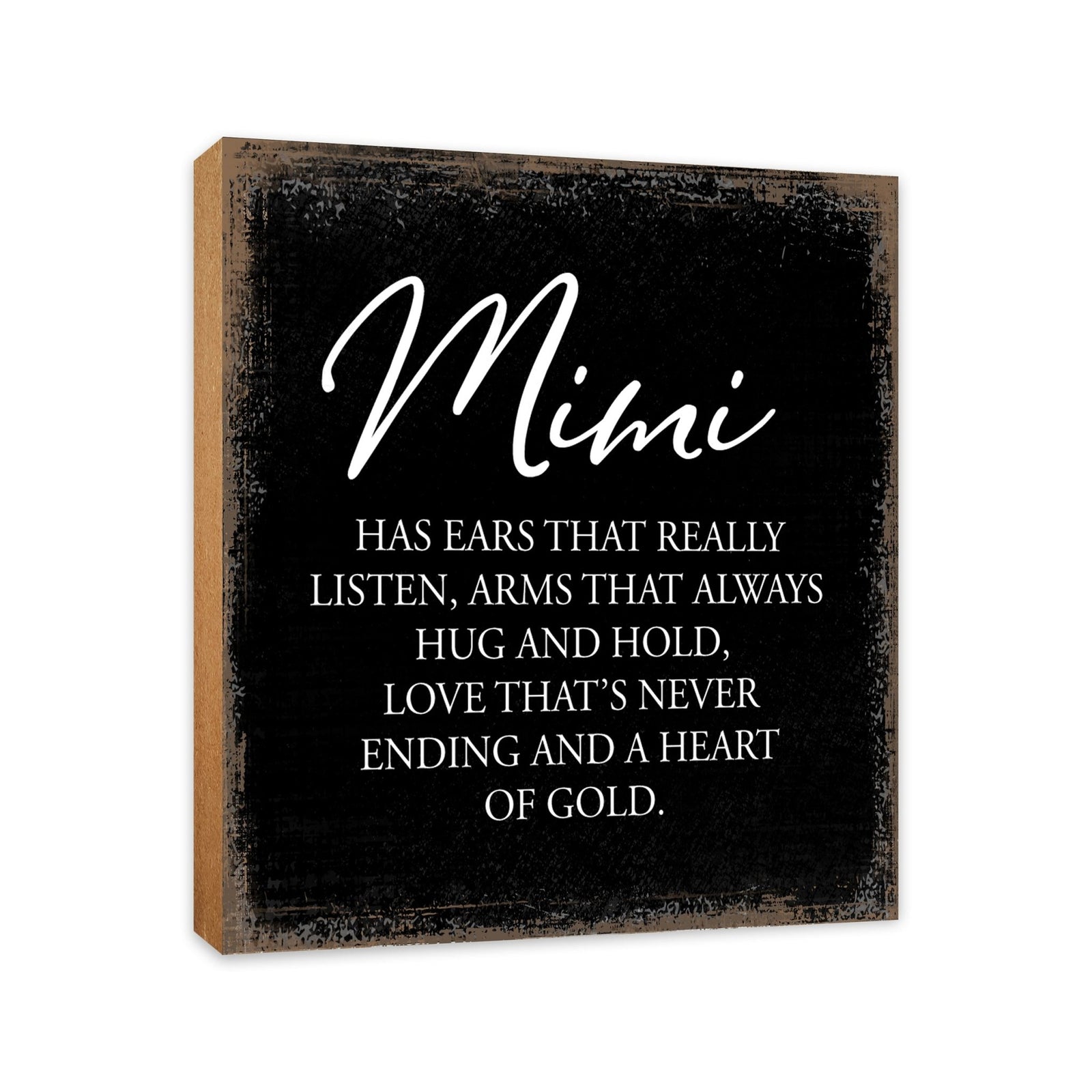 Mimi Has Ears Floral 6x6 Inches Wood Family Art Sign Tabletop and Shelving For Home Décor - LifeSong Milestones