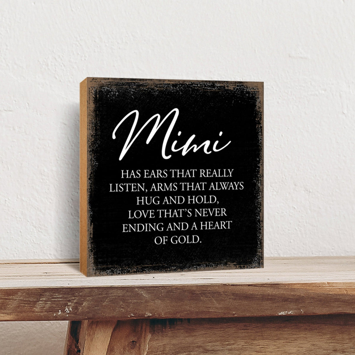 Mimi Has Ears Floral 6x6 Inches Wood Family Art Sign Tabletop and Shelving For Home Décor - LifeSong Milestones