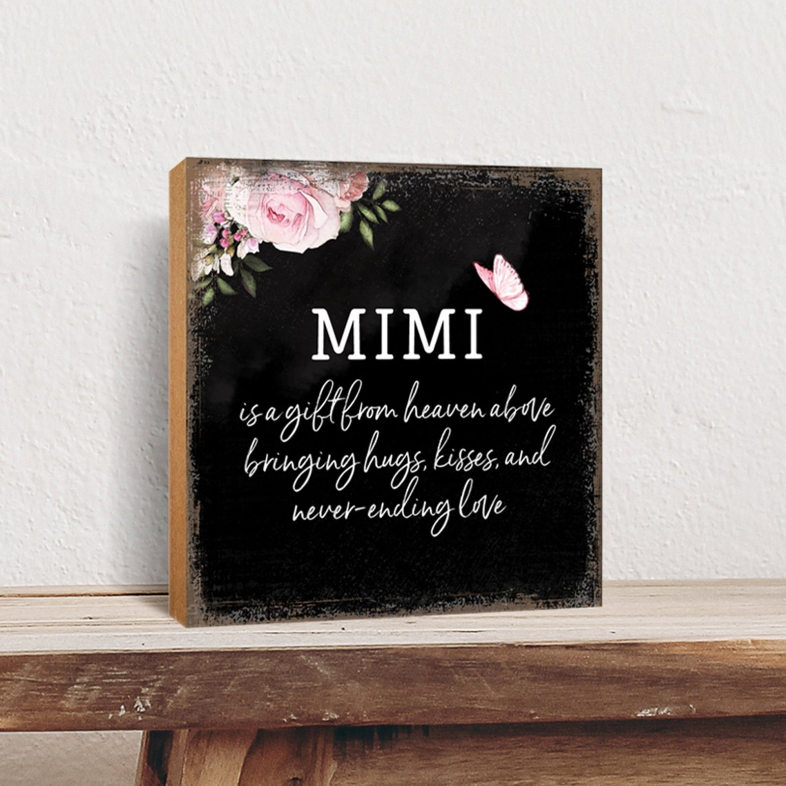 Mimi Is A Gift Floral 6x6 Inches Wood Family Art Sign Tabletop and Shelving For Home Décor - LifeSong Milestones
