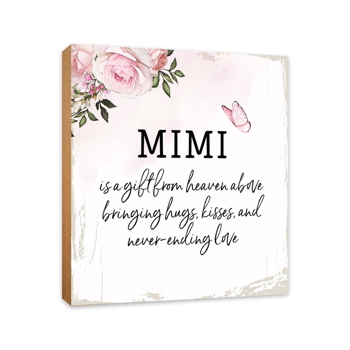 Mimi Is A Gift Floral 6x6 Inches Wood Family Art Sign Tabletop and Shelving For Home Décor - LifeSong Milestones