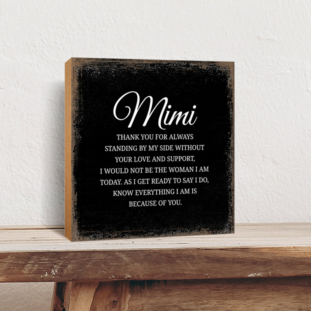 Mimi Thank You Floral 6x6 Inches Wood Family Art Sign Tabletop and Shelving For Home Décor - LifeSong Milestones